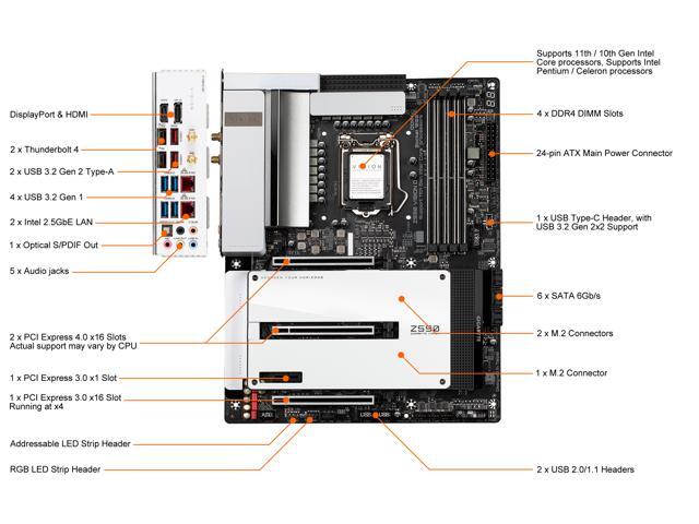 GIGABYTE Z590 VISION D LGA 1200 Intel Z590 ATX Motherboard with Triple M.2, PCIe 4.0, USB 3.2 Gen2X2 Type-C, Intel WIFI 6, Dual 2.5GbE LAN, Intel...