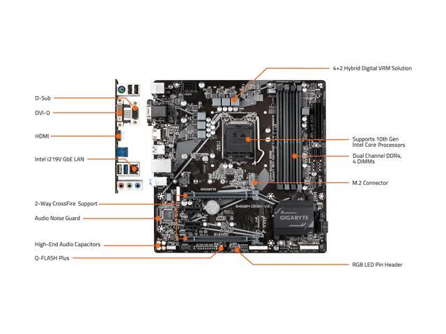 GIGABYTE B460M DS3H V2 (rev 1.0) LGA 1200 Intel B460 Micro-ATX Motherboard with M.2, SATA 6Gb/s, USB 3.2 Gen 1