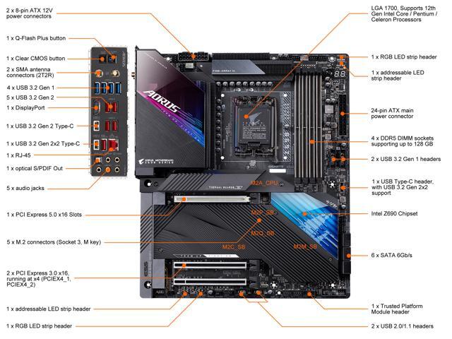 GIGABYTE Z690 AORUS MASTER LGA 1700 Intel Z690 EATX Motherboard with DDR5, 5x M.2, PCIe 5.0, USB 3.2 Gen2X2 Type-C, Intel WiFi 6E, AQUANTIA 10GbE LAN