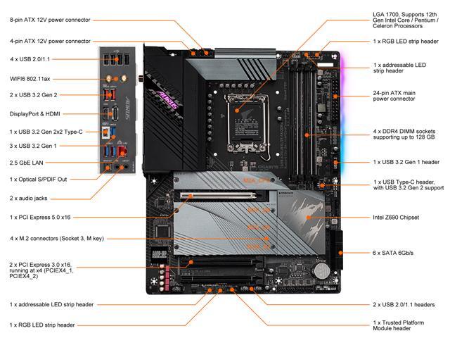 GIGABYTE Z690 AORUS ELITE AX DDR4 LGA 1700 Intel Z690 ATX Motherboard with DDR4, Quad M.2, PCIe 5.0, USB 3.2 Gen2X2 Type-C, WiFi 6, 2.5GbE LAN