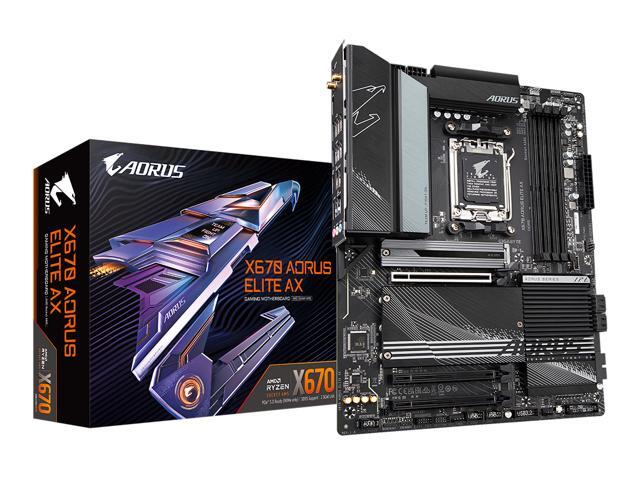 GIGABYTE X670 AORUS ELITE AX AM5 LGA 1718 AMD X670 ATX Motherboard with 5-Year Warranty DDR5, Quad M.2, PCIe 5.0, USB 3.2 Gen2X2 Type-C, AMD WiFi.