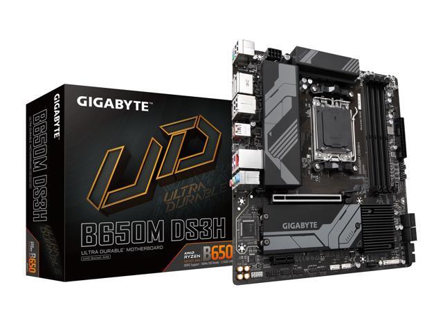 GIGABYTE B650M DS3H AM5 LGA 1718 AMD B650 M-ATX Motherboard with 5-Year Warranty, DDR5, PCIe 4.0 M.2, PCIe 4.0, USB 3.2 Gen2X2 Type-C,, 2.5GbE LAN