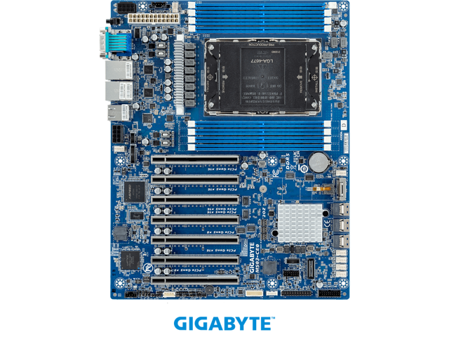 GIGABYTE MS03-CE0 ATX Server Motherboard, 5th/4th. Intel Xeon Scalable Processors, Single processor, LGA 4677, Intel C741 Chipset.