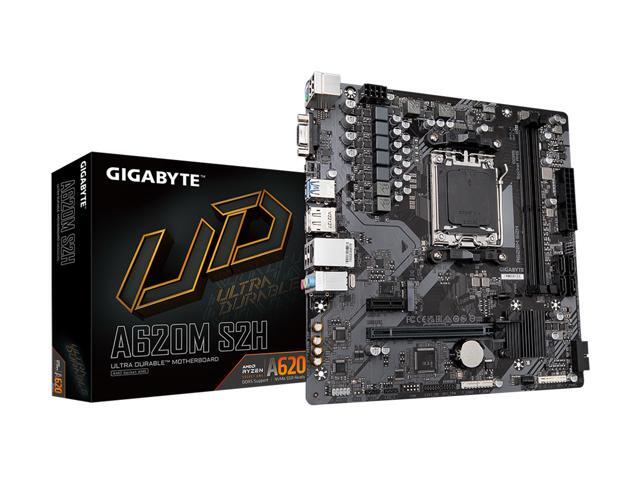 GIGABYTE A620M S2H AM5 LGA 1718 AMD A620 M-ATX Motherboard with 3-Year Warranty, DDR5, Single M.2, PCIe 4.0, USB 3.2 Gen1, Realtek 1GbE LAN,...
