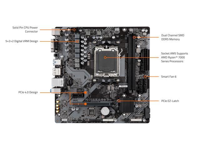 Open Box - GIGABYTE A620M S2H AM5 LGA 1718 AMD A620 M-ATX Motherboard with 3-Year Warranty, DDR5, Single M.2, PCIe 4.0, USB 3.2 Gen1, Realtek 1GbE...