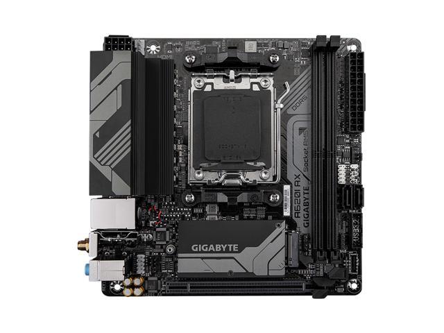 GIGABYTE A620I AX AM5 LGA 1718 AMD A620 Mini-ITX Motherboard, DDR5, Single M.2, PCIe 4.0, USB 3.2 Gen1 Type-C, Realtek Wi-Fi 6E, Realtek 2.5GbE,...