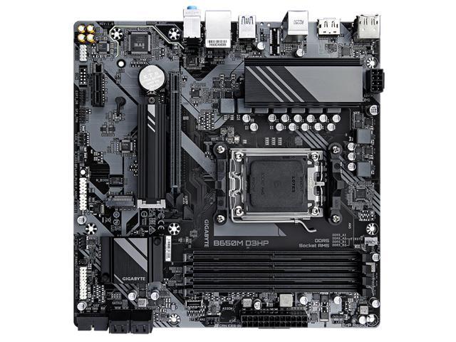 GIGABYTE B650M D3HP AM5 LGA 1718 AMD B650 M-ATX Motherboard with 5-Year Warranty, DDR5, 2x PCIe 4.0 M.2, PCIe 4.0, USB 3.2 Gen2 Type-C, 2.5GbE LAN