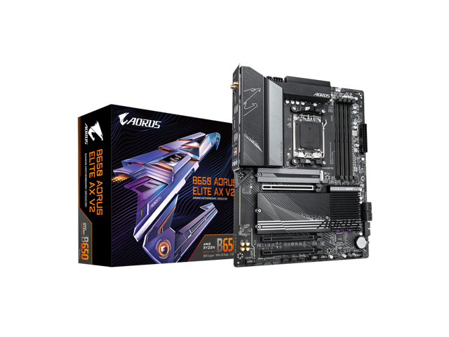 GIGABYTE B650 AORUS ELITE AX V2 AM5 LGA 1718 AMD B650 ATX Motherboard with 5-Year Warranty DDR5 Triple M.2 PCIe 5.0 USB 3.2 Gen2X2 Type-C WiFi...