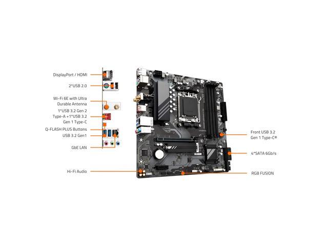 GIGABYTE A620M GAMING X AX (Rev. 1.1) AM5 LGA 1718 AMD A620 M-ATX, DDR5, PCIe 4.0 M.2, PCIe 4.0, USB 3.2 Gen1x2 Type-C, Wi-Fi 6E, Realtek 1GbE LAN,...