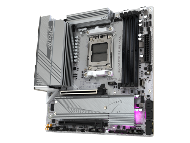 GIGABYTE B650M AORUS ELITE AX ICE AM5 LGA 1718 AMD B650 M-ATX Motherboard, DDR5, 2x M.2, PCIe 5.0, USB 3.2 Gen2X2 Type-C, 2.5GbE LAN, Q-Flash Plus,...