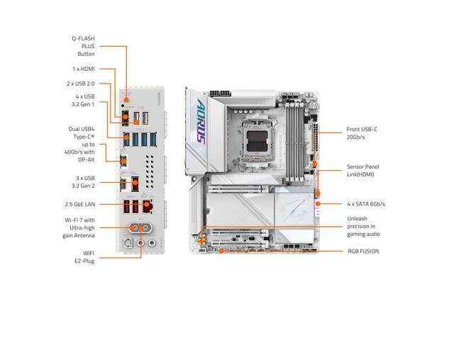 GIGABYTE - X870E AORUS PRO ICE (Socket AM5) AMD X870 ATX DDR5 Wi-Fi 7 Motherboard - White - image 6