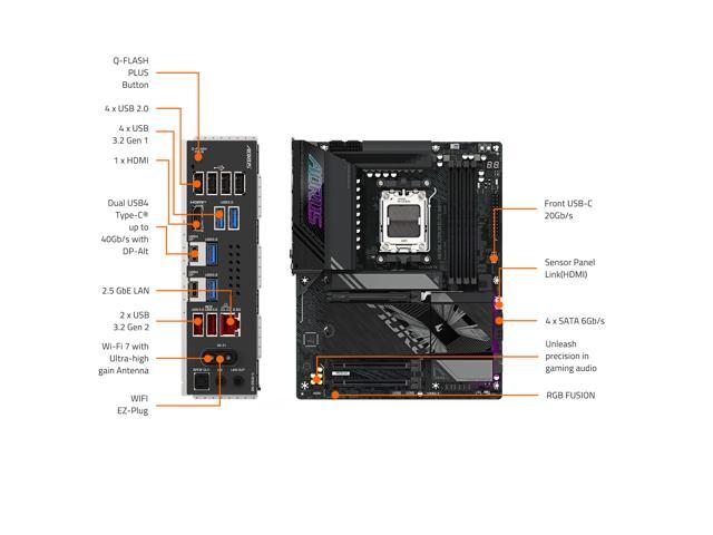 GIGABYTE - X870E AORUS ELITE WIFI7 (Socket AM5)AMD X870E ATX DDR5 Wi-Fi 7 Motherboard - Black - image 6