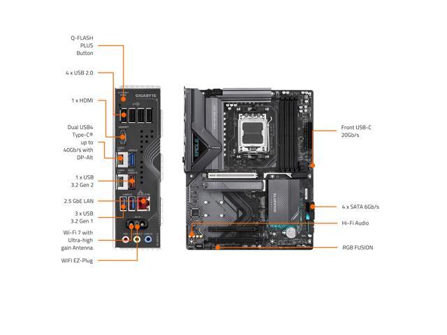 GIGABYTE - X870 EAGLE WIFI7 (Socket AM5) AMD X870 ATX DDR5 Wi-Fi 7 Motherboard - Black - image 6