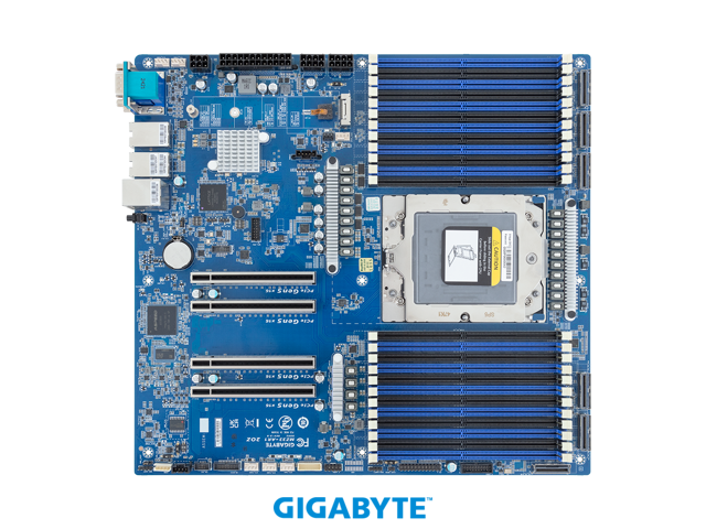 GIGABYTE MZ33-AR1 Server Motherboard - Socket SP5, AMD EPYC 9000 Series, 12-Channel DDR5, PCIe 5.0, 10GbE, E-ATX for Data Center, cTDP up to 500W
