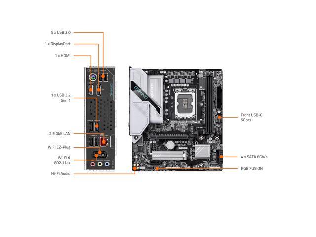 GIGABYTE - H810M GAMING WIFI6 (Socket LGA 1851) Intel H810 mATX DDR5 Wi-Fi 6 Motherboard - Black - image 6