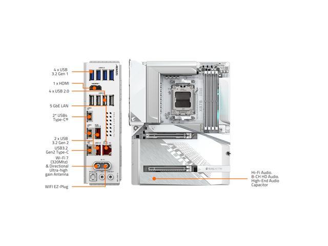 GIGABYTE - X870 AORUS STEALTH ICE (Socket AM5) AMD X870 ATX DDR5 Wi-Fi 7 Motherboard - White - image 8