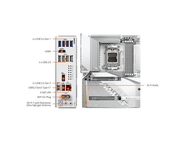 GIGABYTE - B850 AORUS STEALTH ICE (Socket AM5) AMD B850 ATX DDR5 Wi-Fi 7 Motherboard - White - image 8