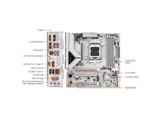 GIGABYTE - B850M EAGLE WIFI6E ICE (Socket AM5) AMD B850 Micro-ATX DDR5 Wi-Fi 6E Motherboard - White - image 6