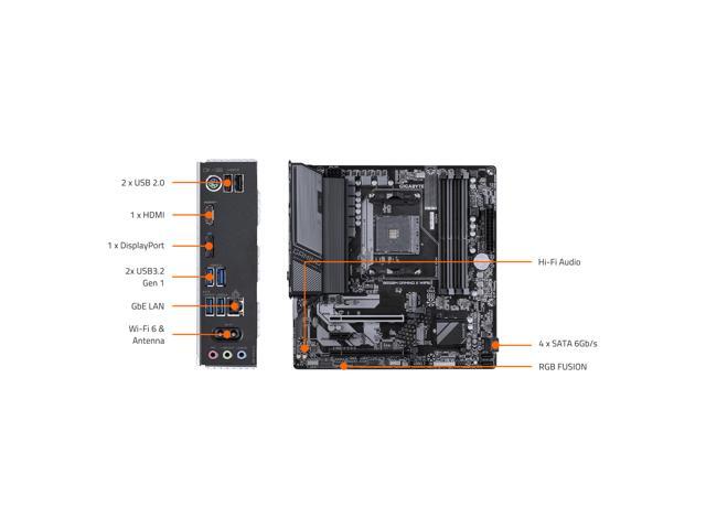 GIGABYTE - B550M GAMING X WIFI6E (Socket AM4) AMD B550 Micro-ATX DDR4 Wi-Fi 6 Motherboard - Black - image 6