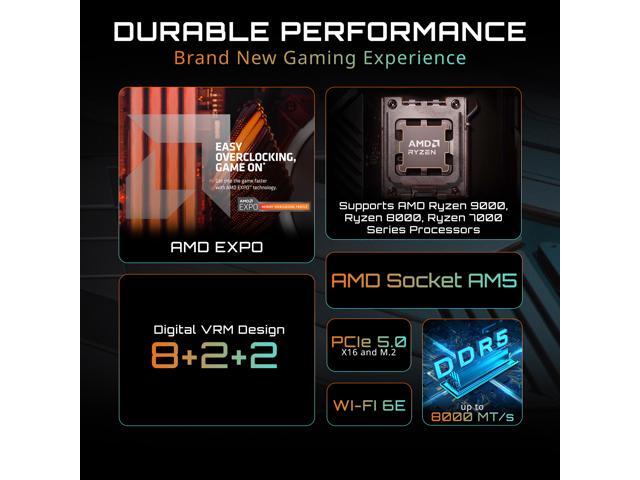 GIGABYTE B650E EAGLE WIFI6E AMD AM5 LGA 1718 E-ATX Motherboard, Supports AMD Ryzen 9000/8000/7000 Series Processors, DDR5, 8+2+2 Total Power Phase,...