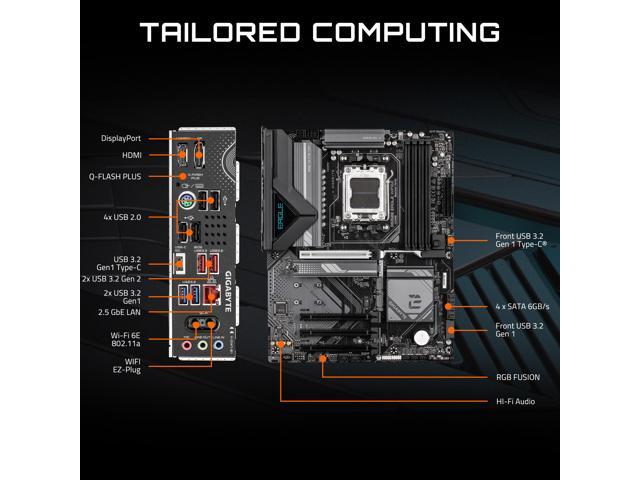 GIGABYTE B650E EAGLE WIFI6E AMD AM5 LGA 1718 E-ATX Motherboard, Supports AMD Ryzen 9000/8000/7000 Series Processors, DDR5, 8+2+2 Total Power Phase,...