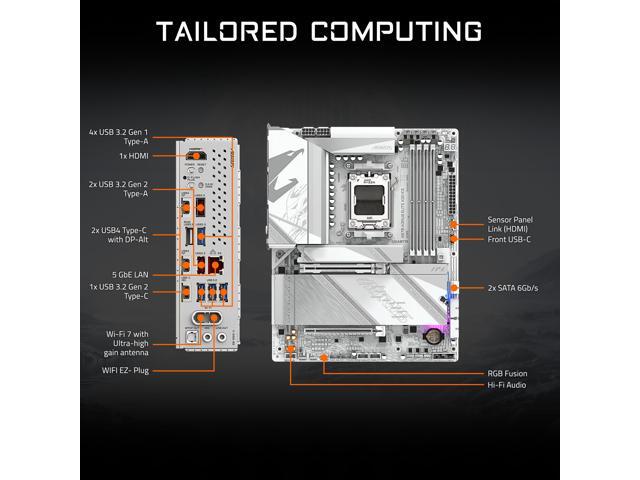 GIGABYTE X870 AORUS ELITE X3D ICE AMD AM5 ATX Motherboard, Support AMD Ryzen 9000/8000/7000 Series, DDR5, 16+2+2 Power Phase, 4x M.2, PCIe 5.0,...
