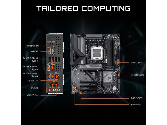 GIGABYTE B840 EAGLE WIFI6E AMD AM5 ATX Motherboard, Support Ryzen 9000/8000/7000 Series, 8+2+2 Power Phase, DDR5, 3x M.2, PCIe 4.0, USB-C 3.2 Gen...
