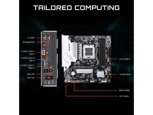 GIGABYTE B840M GAMING PLUS WIFI6E AMD AM5 mATX Motherboard, Support Ryzen 9000/8000/7000 Series, 8+2+2 Power Phase, DDR5, 2x M.2, PCIe 4.0, USB-C...