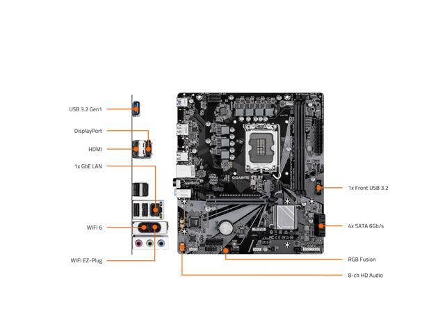 GIGABYTE H610M D3W WIFI6 Intel LGA 1700 Micro ATX Motherboard, Supports 14th/13th/12th Gen Intel Processors, 5+1+1 Power Phase, DDR5, 1x M.2, PCIe...