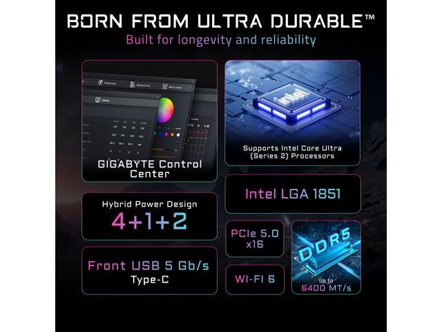GIGABYTE H810M GAMING WIFI6 GEN5 Intel LGA 1851 mATX Motherboard, Support Core Ultra (Series 2), DDR5, 4+1+2 Power Phase, PCIe 5.0 x16, 1x M.2, USB...