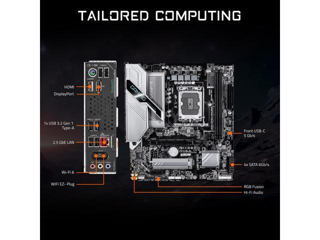 GIGABYTE H810M GAMING WIFI6 GEN5 Intel LGA 1851 mATX Motherboard, Support Core Ultra (Series 2), DDR5, 4+1+2 Power Phase, PCIe 5.0 x16, 1x M.2, USB...