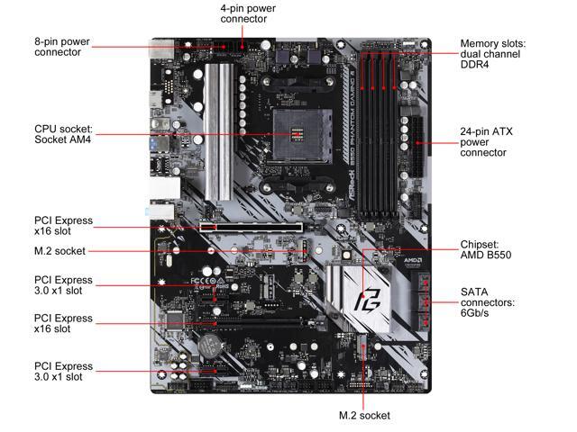 ASRock B550 Phantom Gaming 4 AM4 ATX AMD Motherboard
