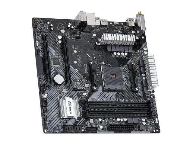 ASRock B450M/AC R2.0 AM4 Micro ATX AMD Motherboard