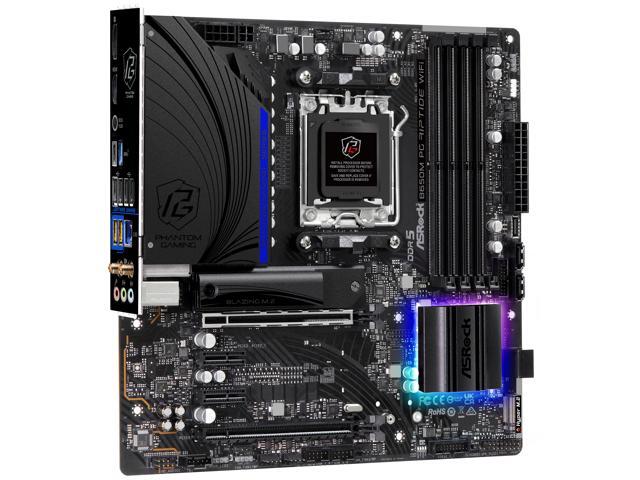 ASRock B650M PG RIPTIDE WIFI AM5 Micro-ATX Motherboard, 4 slots DDR5, 2x PCIe 4.0 x16 Slot, Dual M.2 slots, 2.5Gb Lan, WI-FI AX, 7.1 Nahimic...