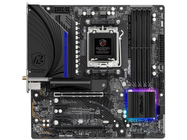 ASRock B650M PG RIPTIDE WIFI AM5 Micro-ATX Motherboard, 4 slots DDR5, 2x PCIe 4.0 x16 Slot, Dual M.2 slots, 2.5Gb Lan, WI-FI AX, 7.1 Nahimic...