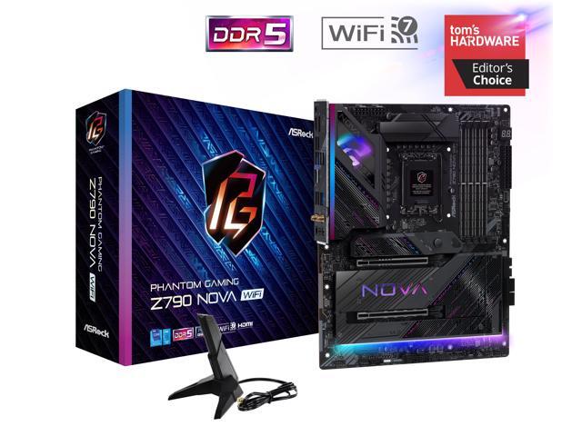 ASRock Z790 Nova WiFi LGA 1700(14th 13th 12th Gen) Intel Z790 SATA 6Gb/s ATX DDR5 1 PCIe 5.0 x16 2.5G LAN WiFi 7 + Bluetooth Motherboards - Intel