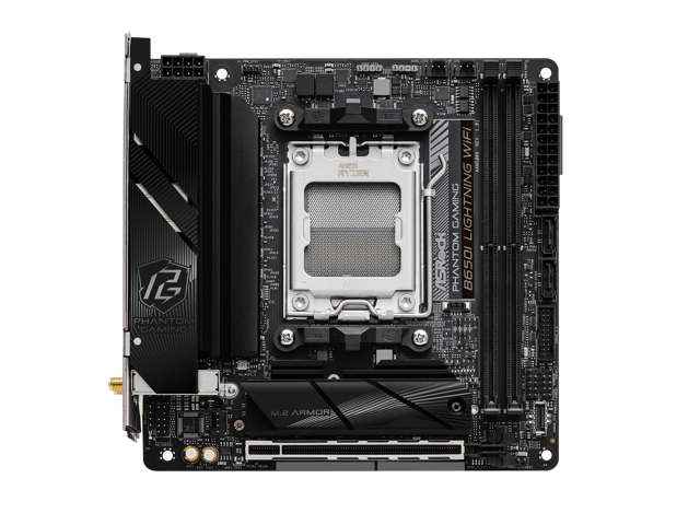 ASRock B650I LIGHTNING WIFI AM5 Ryzen 7000 AMD B650 SATA 6Gb/s Mini-ITX s DDR5 7200+ (OC) 2.5G LAN x WiFi 6E + Bluetooth Motherboards - AMD