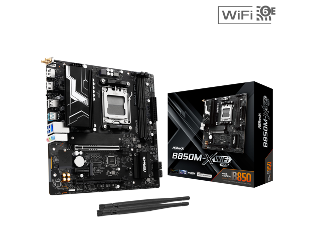 Open Box - ASRock B850M-X WiFi R2.0 AM5 AMD B850 SATA 6Gb/s USB 3.2 Dual Graphics Outputs RGB Micro ATX Motherboards-AMD