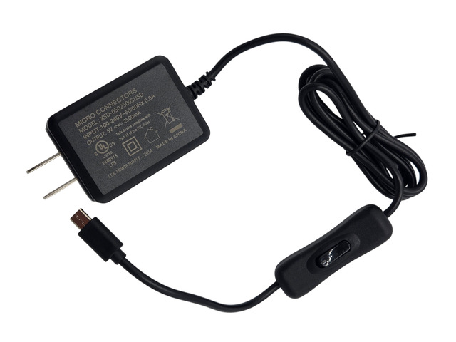 Micro Connectors Micro USB 5V/2.5A Power Adapter with On/Off Switch for Raspberr