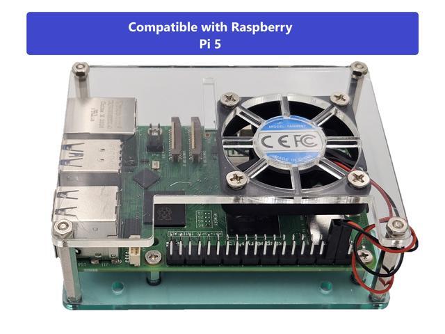 Micro Connectors Acrylic Stackable Raspberry Pi 5, Pi 4 & Pi 3 Case with Fan (RAS-PCS06)