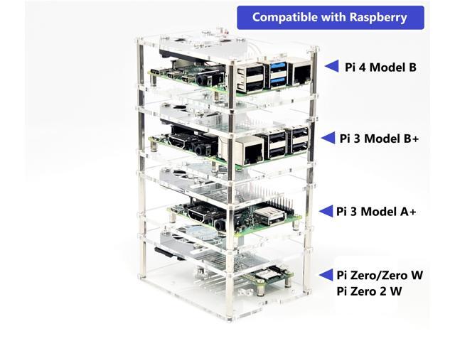 Micro Connectors Acrylic Stackable Raspberry Pi 5, Pi 4 & Pi 3 Case with Fan (RAS-PCS06)