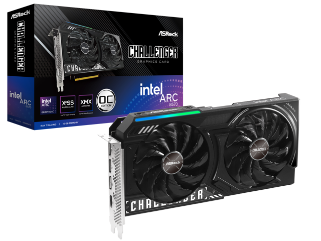 ASRock - Intel Arc B570 Challenger 10GB GDDR6 OC PCIe 4.0 Graphic Card - Black - image 4