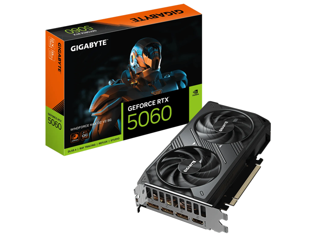 GIGABYTE GeForce RTX 5060 WINDFORCE MAX OC V2 8G PCI Express 5.0 ATX Graphic Card