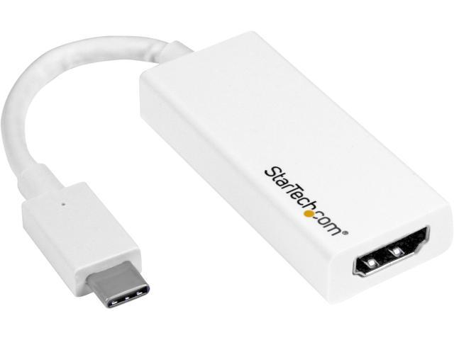 StarTech.com CDP2HD4K60W USB C to HDMI Adapter - White - 4K 60Hz - Thunderbolt 3 Compatible - USB Type C to HDMI Dongle Converter (CDP2HD4K60W)