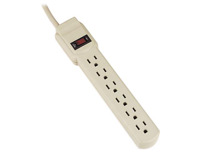Innovera Six-Outlet Power Strip, 4-Foot Cord, 1-15/16 x 10-3/16 x 1-3/16, Ivory