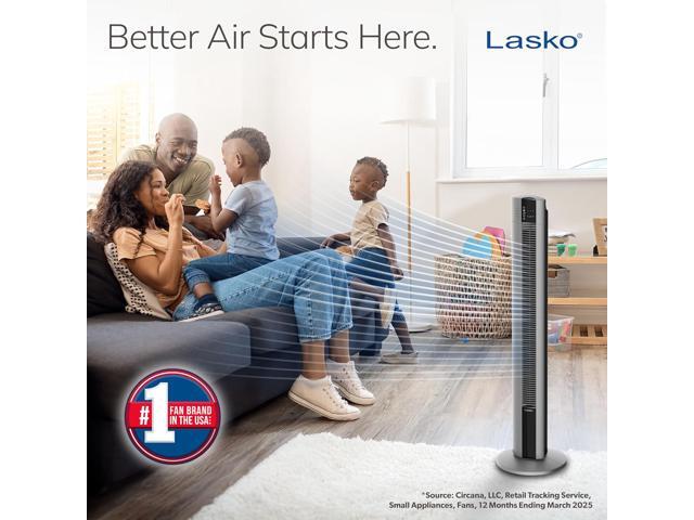 Lasko Tower Fan, Oscillating Performance, Remote Control, Nighttime Setting, Timer, 3 Speeds, High-Velocity Tower Fan, Room Fan for Bedroom or...
