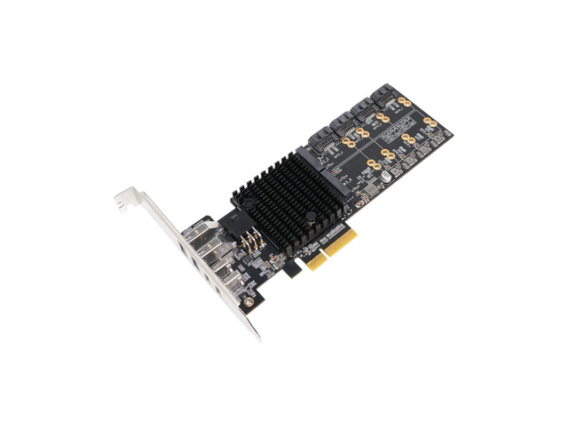 IO Crest SY-PEX50133 SouthBridge Max PCIe 4.0 x4 Multi-Function Expansion Card - 4x M.2 NVMe, 4x SATA III, 2x USB-C (20G/10G), 2x USB-A (10G), No...