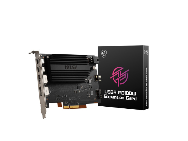 MSI USB4 PD100W Expansion Card, PCIe 4.0 x4, Dual USB4 Type-C (40Gbps), Dual DisplayPort 1.4 Input, Up to 100W Power Delivery