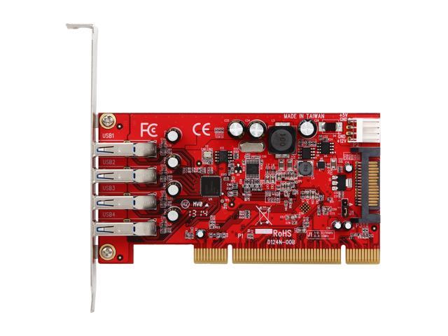 StarTech. com 4 Port PCI SuperSpeed USB 3.0 Adapter Card with SATA / SP4 Power Model PCIUSB3S4