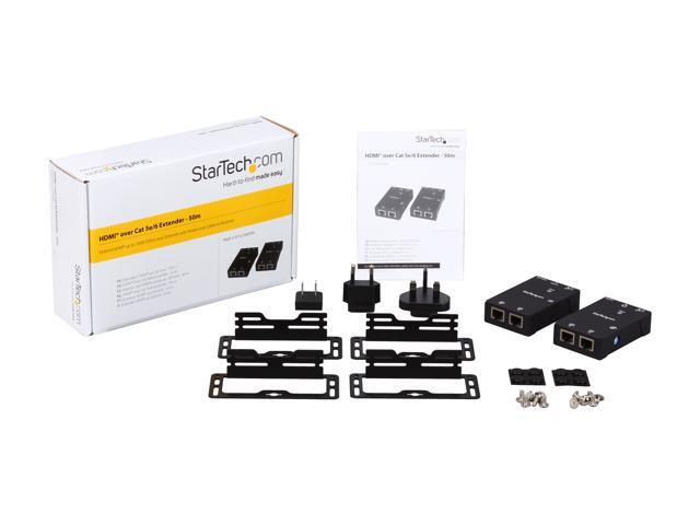 StarTech. com ST121SHD50 HDMI Over CAT5/CAT6 Extender with Power Over Cable - 165 ft (50m) HDMI Video/Audio Over Dual Ethernet Cable Extender - 1080p